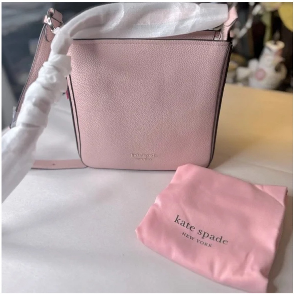 NWT kate spade ♠️ Hudson Pebbled Leather Small Messenger Bag French Ros Pink